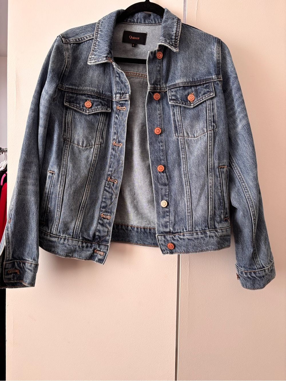 Quince Washed Blue Denim Trucker Jacket